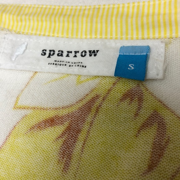 Anthropologie Sparrow White Yellow Floral Print Lightweight Cardigan Size S - Picture 13 of 13